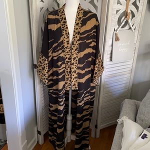 NWOT Dennis Basso leopard print duster 1X